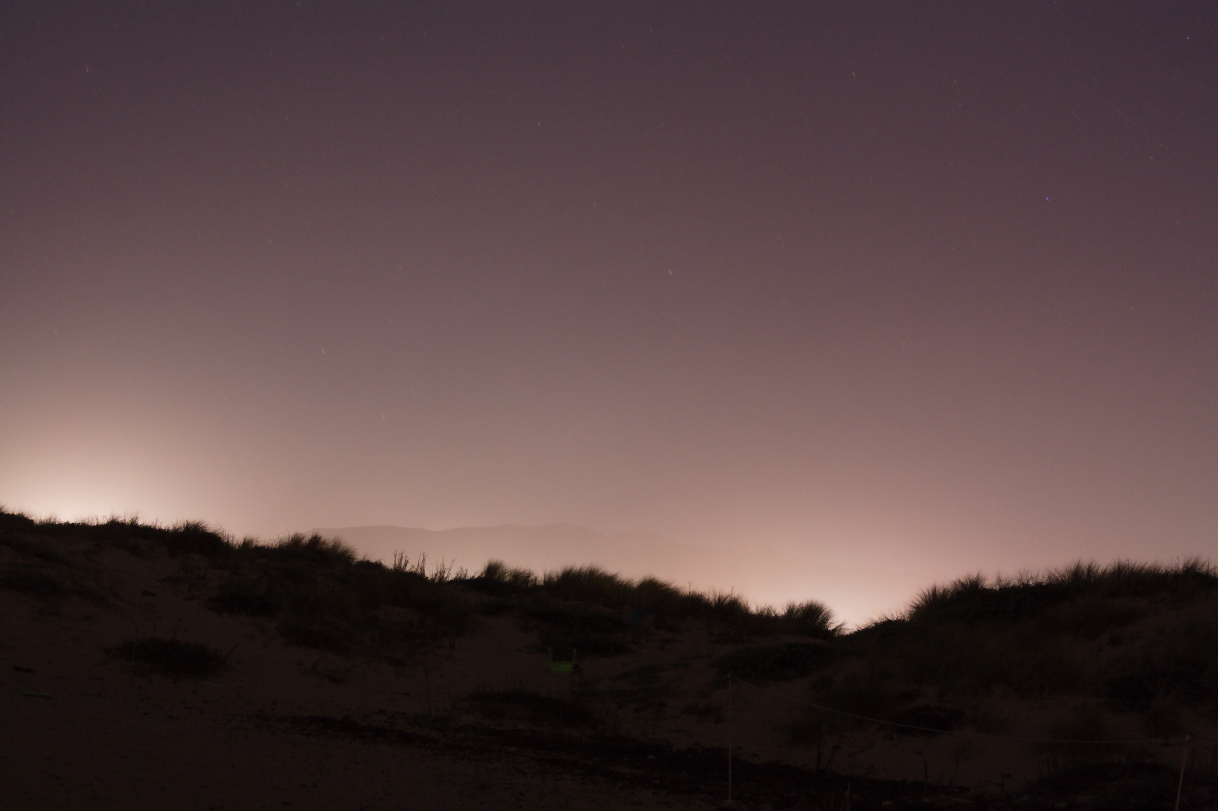 Night sunset over dunes